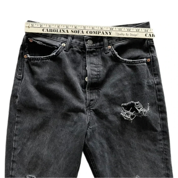 BDG Urban Outfitters High Rise Distressed Relaxed Straight Black Jeans Womens 28 - Picture 9 of 13